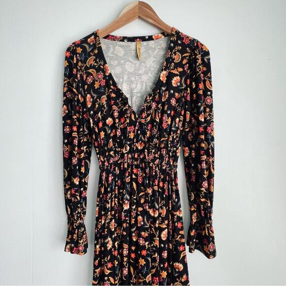 Rachel Pally folklore pattern long sleeve tie neckline floral print dress sz xs - Picture 5 of 10